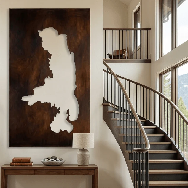 The Flathead Lake - Metal Wall Art - Umber - Image 3