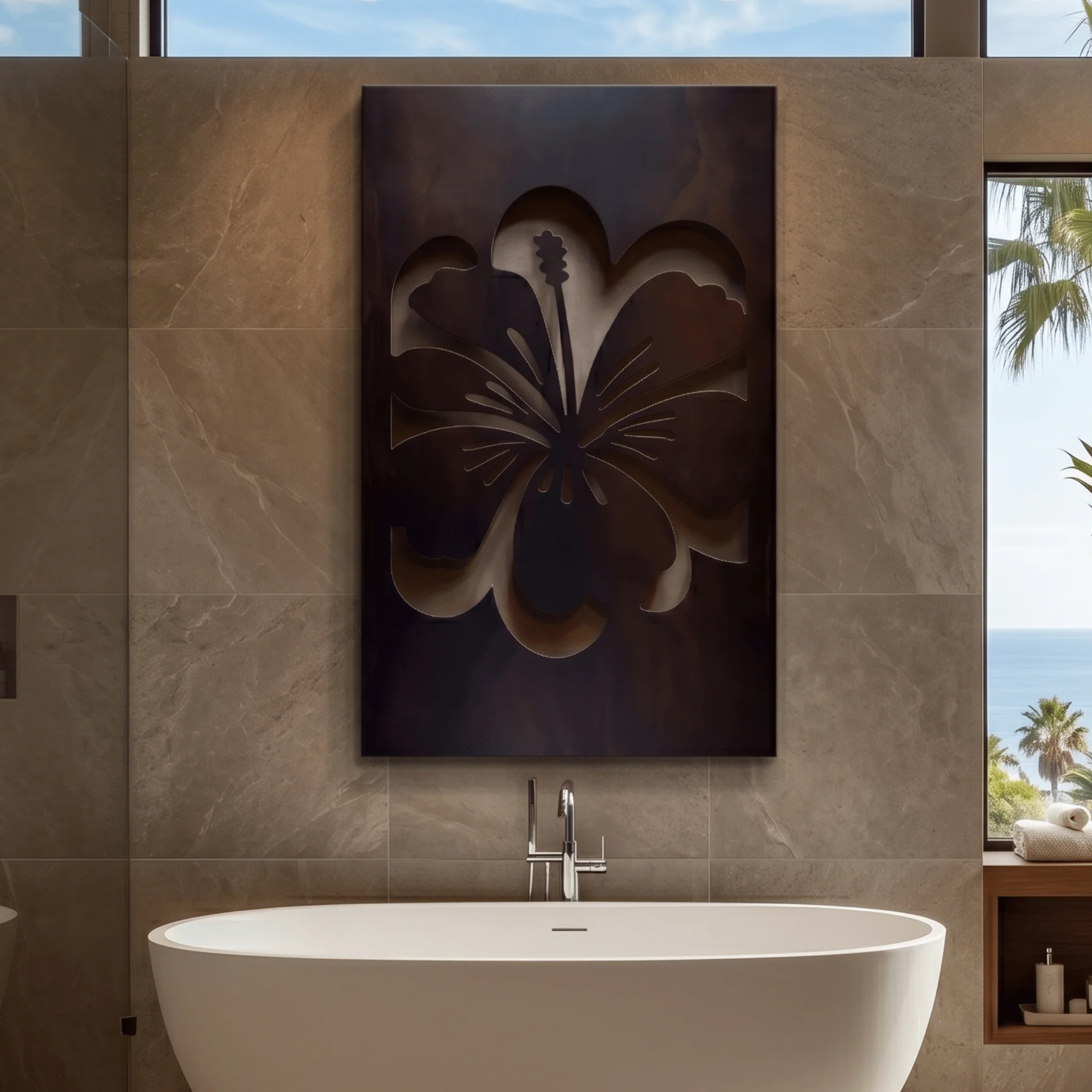 The Hawaii Hibiscus - Metal Wall Art - Umber