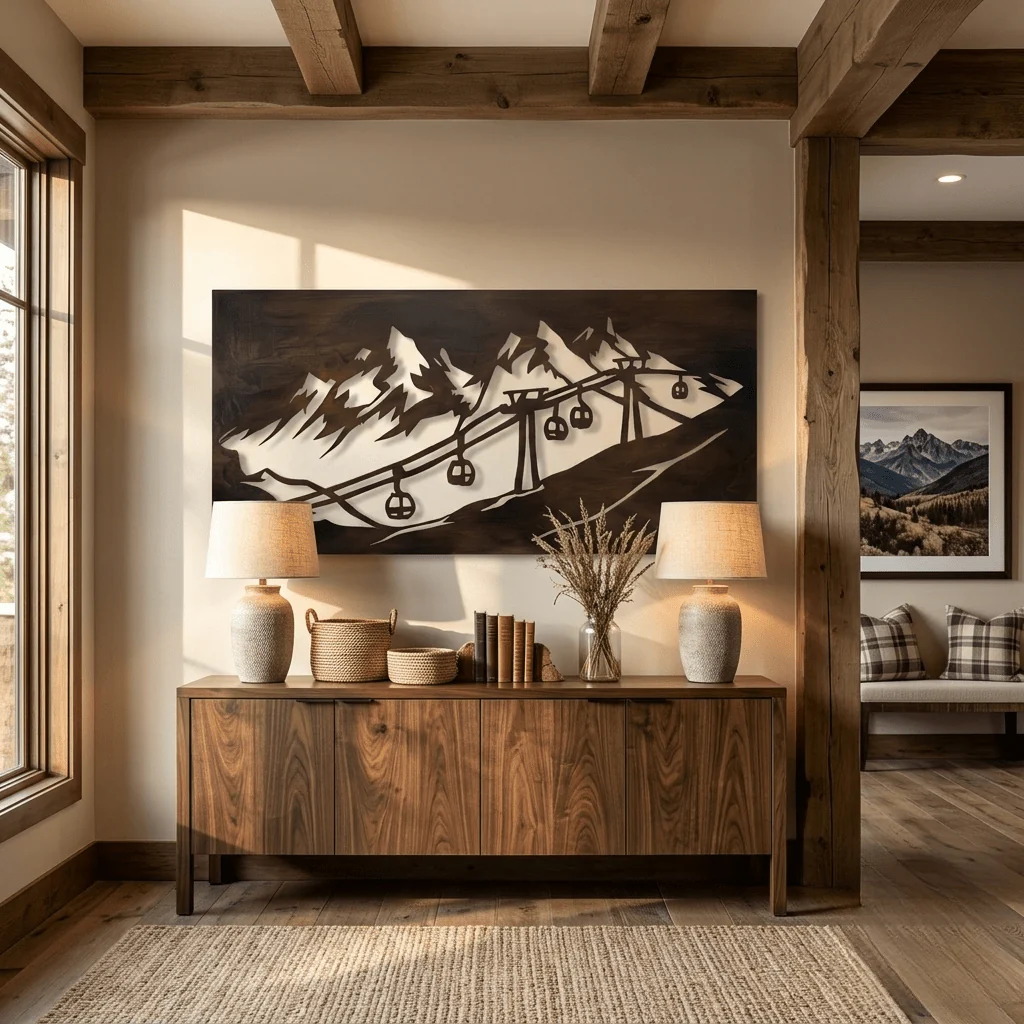 The Mountain Lift - Metal Wall Art - Umber